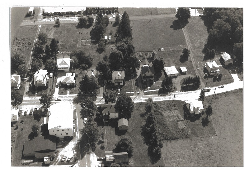 Older aerial photograph of a town in Garrett County, Maryland