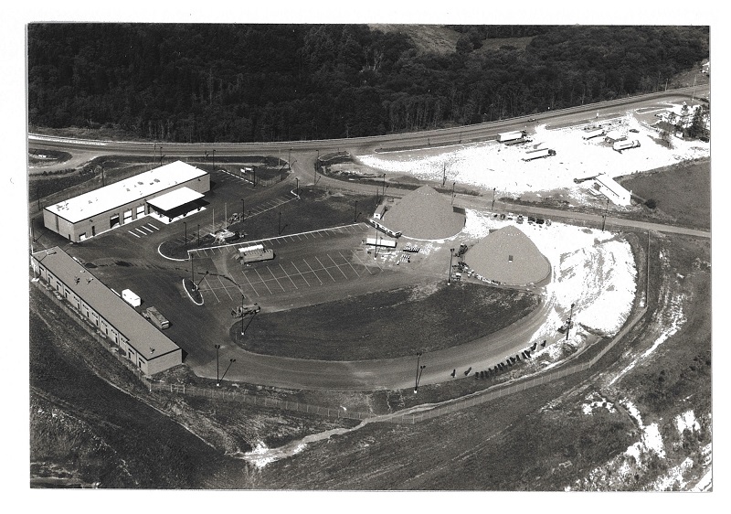 Older aerial photograph of the state road salt storage buildings