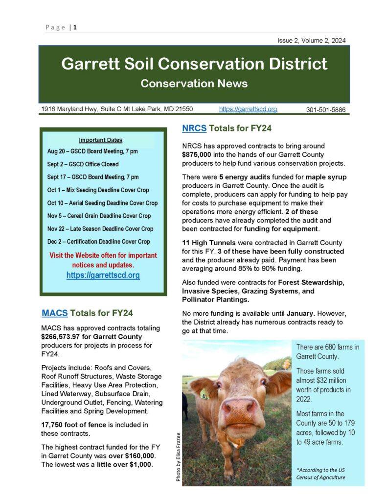 The front page of the GSCD August 2024 Newsletter