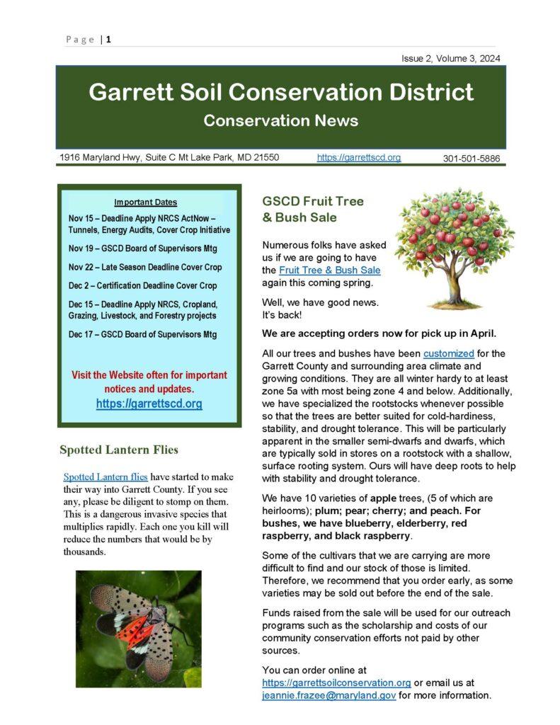 Garrett Soil Conservation District Newsletter for November 2024