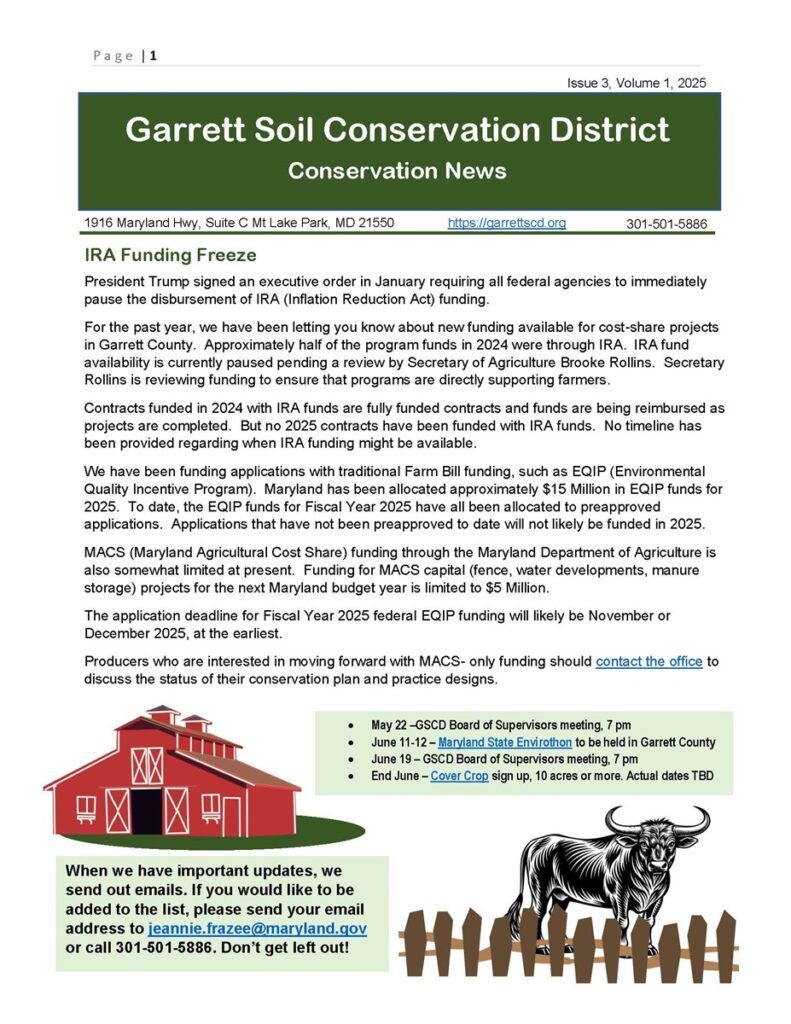 Front page of newsletter